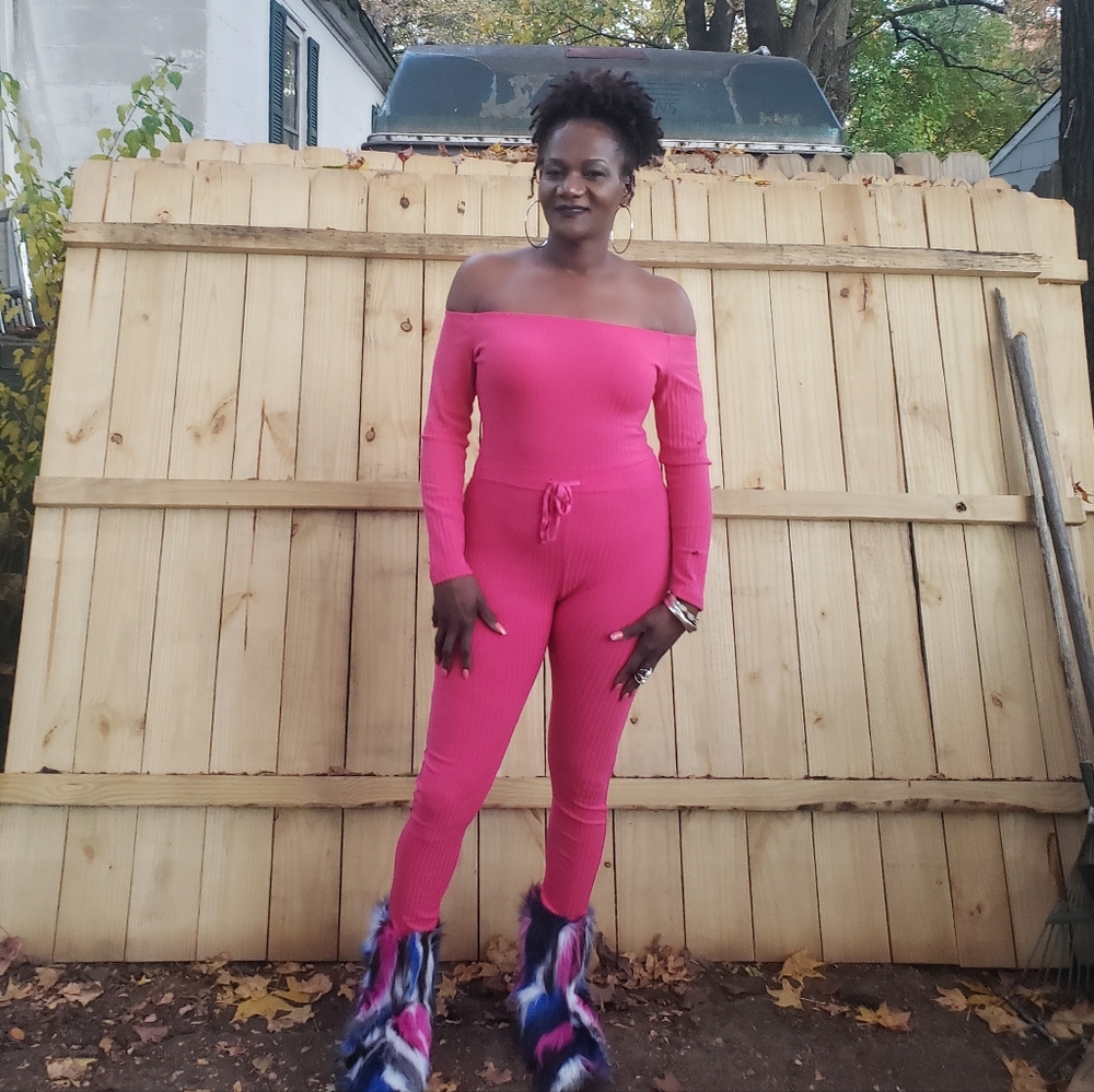New HotPink ribbed jumpsuit